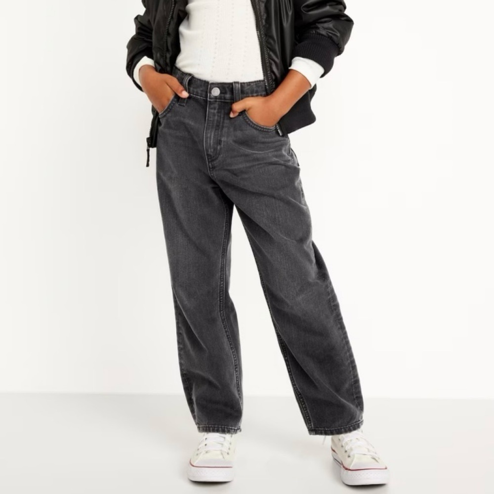 Old Navy Girls' High Rise Slouchy Straight Jeans, Eclipse Black Wash